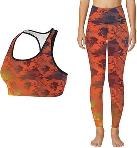 Ensemble de sport personnalisé en silicone imprimé, respirant, écologique, leggings et soutien-gorge en spandex/nylon pour femmes, tenue de sport deux pièces pour la salle de sport - Product Image 1