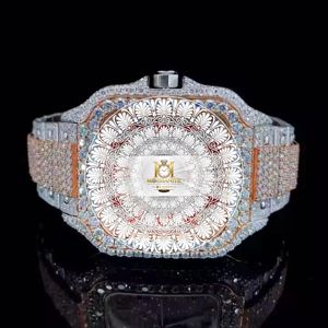Montre de luxe en quartz avec diamants Moissanite VVS pour homme, boîtier carré en acier inoxydable, style hip-hop, bijoux de mode - Product Image 1