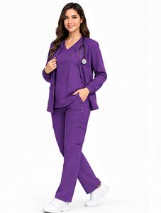Ensemble de 3 pièces de tenue médicale respirante et extensible pour infirmières, médecins, hôpitaux, pharmacies, vêtements de travail chirurgicaux, personnalisable, unisexe, pour hommes - Product Image 5