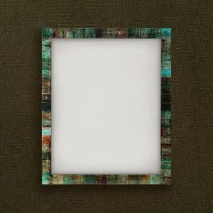 Cadre photo en os incrusté, finition antique, accessoire décoratif d'intérieur - Product Image 1