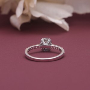 IGI Certified Lab Grown Radiant Cut <b>Diamond</b> Halo Engagement <b>Ring</b> 14K White / Rose And Yellow Gold Hidden Halo <b>Diamond</b> <b>Ring</b> - Product Image 3