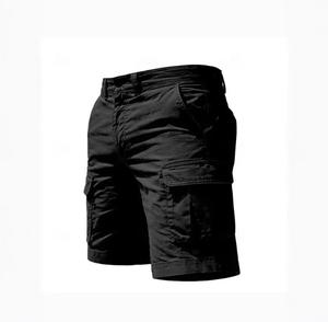 Shorts cargo pour homme, couleur unie, taille mi-haute, fermeture éclair, confortables, décontractés, style bermuda avec poches, en toile de coton tissée - Product Image 3