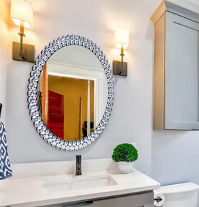 Luxury Silver <b>Crystal</b> Wall <b>Mirror</b> Double Row Decorative Frame Handmade Contemporary Design for Living Room Home Decor REHMAN - Product Image 6