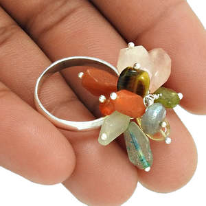 925 Sterling Silver Ethnic Bohemian Jewelry Comes With Chalcedony-Tiger Eye-Labradorite-Carnelian-Rose <b>Quartz</b>-Peridot Gemstone - Product Image 5