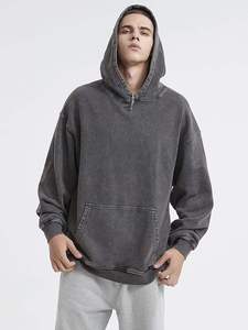 Sweat-shirt à capuche en molleton délavé pour homme, 100 % coton, coupe ample, style streetwear décontracté - Product Image 3