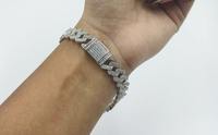Bracelet cubain Moissanite rond serti de diamants pour unisexe, en argent sterling 925, bijoux fins, cadeau de fête pour partenaires