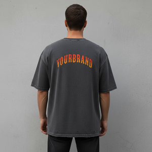 Nouveaux T-shirts amples et tendance 2026 pour hommes, effet délavé, avec logo personnalisé, streetwear de luxe, t-shirt homme épais et personnalisable - Product Image 2