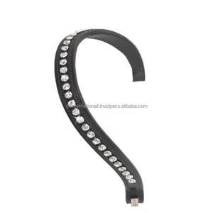 Cristaux de canal vides en forme de vague profonde personnalisés bande de front de cheval en cuir décoratif méga bling pour bride en pleine taille d'épi - Product Image 6