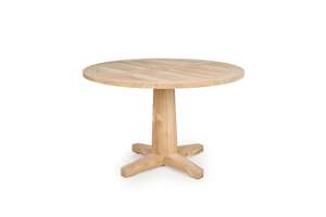 Round Teak Garden <b>Dining</b> Set Outdoor Wooden Table with 4 <b>Chairs</b> <b>Rustic</b> Style Durable Furniture for Patio Use - Product Image 5