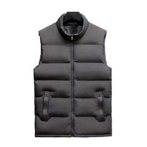 Chaleco Acolchado Delgado Personalizado para Hombre, Gris Oscuro Mate, Sin Mangas, Cortavientos, con Bolsillos Delanteros y Logotipo, Abrigo Cálido, Venta al por Mayor a Granel - Product Image 1