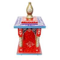 Mini Temple/Pooja Ghar Mandir en Bois Artisanal, Armoire de Bureau à Domicile, Art Léger, Décoration de la Maison pour Diwali