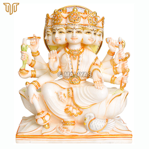 Marble Panchmukhi Gayatri Mata Statue | Five Face Gayatri Mata Murti | White Marble Idol | MALIYAS Jaipur - Product Image 2