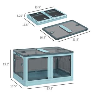 <b>Collapsible</b> 18 Gal Blue <b>Storage</b> Bins Lids Wheels 35L Capacity 10kg Load Customizable 3 Pack Stackable Folding PET <b>Storage</b> <b>Boxes</b> - Product Image 3