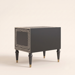 Handcrafted Modern Design Accent Side <b>Stool</b> Table with Bone Inlay Leaf Boarder Pattern for Living Room Office <b>Bathroom</b> Hotel Use - Product Image 2