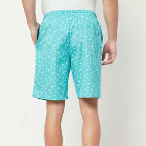 Pantalones Cortos Casuales Estampados Verde Menta para Hombre, 100% Poliéster, con Cordón, Estilo Urbano, Secado Rápido, Transpirables, para Uso Diario - Product Image 4