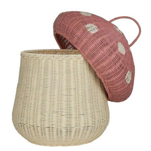 Panier de rangement pour jouets en rotin décoratif avec couvercle, pour chambre d'enfant, crèche, panier de rangement mignon pour la maison, OEM ODM - Product Image 2