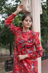 Robe courte imprimée à la main en Inde pour femmes, robe d'été décontractée en coton, style bohème, robe maxi courte - Product Image 6