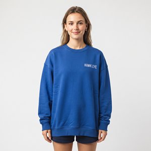 Sudadera de Felpa de Algodón de Alta Calidad para Mujer, Color Azul Sólido, Talla Grande, Manga Larga, Estampado Frontal, Informal, para Invierno - Product Image 3