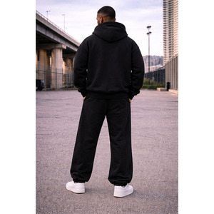 Proveedor de prendas de moda: Conjunto de sudadera con capucha y pantalones de chándal para hombre, con pedrería, en blanco, oversize, corto, con lavado ácido, con cremallera y efecto desgastado - Product Image 4