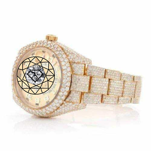 Reloj de pulsera para hombre, completamente cubierto de diamantes, con números romanos, automático, de lujo, brillante. - Product Image 3