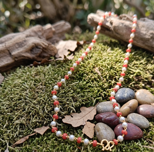 Divyoro Orissa <b>Red</b> <b>Coral</b> and Freshwater Pearl Beaded Mala <b>Necklace</b> 22k Gold Plated Classic Style Women's Everyday Wear - Product Image 4