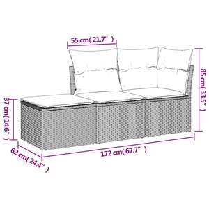 Pies ajustables Gris PE Rattan Garden Sofa Set Diseño estándar con asientos cómodos - Product Image 3