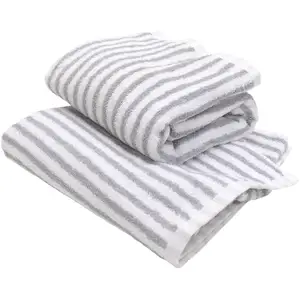 Osaka Sensyu towel Hotel Style Towel stripe design thick stripe made in Japan 100% cotton Hand towel moca light brown