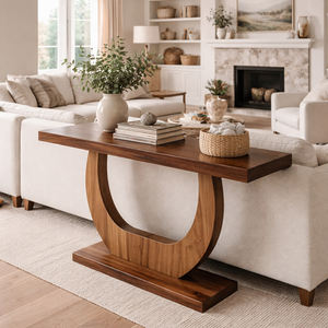 Exclusiva Mesa Consola Escultural Moderna de Madera de Suar Natural Ajustable y Ecológica para Sala de Estar y Pasillo de Lujo - Product Image 3