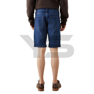 Shorts en jean taille haute coupe droite - Style streetwear décontracté 100% coton délavé à l'acide séchage rapide lavable logo personnalisé (rubber en relief) - Product Image 5