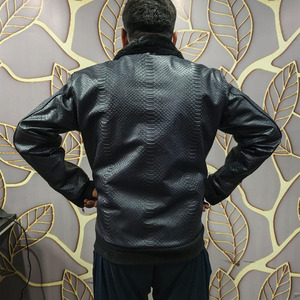 Men's Premium <b>Genuine</b> <b>Leather</b> <b>Jacket</b> Casual Stand Collar Zipper Closure Breathable Winter Stylish Outerwear - Product Image 2