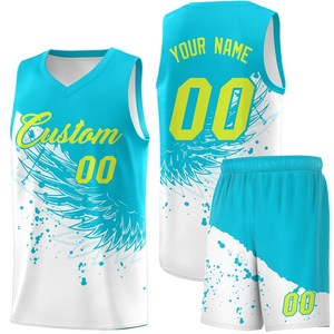 Custom Basketball Jersey Set V-Neck Sleeveless Mesh Blue Yellow Sublimated Print Unisex Adult Team Uniforms 00 - Product Image 3