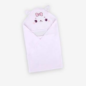 Serviette carrée à capuche pour nouveau-né ALB13, 100% coton biologique, couleur unie, douce, absorbante, tricotée, OEM/ODM - Product Image 1