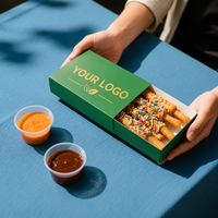 Boîte à emporter pliable en carton pour corn-dogs et churros, biodégradable et écologique, emballage alimentaire jetable, vente chaude