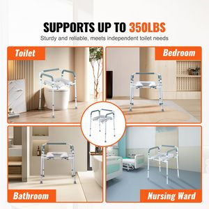 Sedia Comoda Stile Moderno con Seduta Imbottita e Braccioli, Altezza Regolabile a 7 Livelli, Secchio Rimovibile da 5,8L, Facile Montaggio, Materiale in Acciaio - Product Image 2