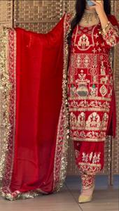 Ensemble haut, salwar dhoti et dupatta pour femme, look de soirée, création de styliste - Product Image 4