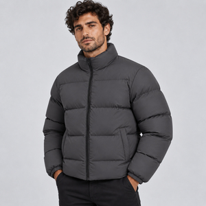 <b>Men's</b> Stand Collar Puffer Jacket Solid Color Windproof <b>Waterproof</b> Breathable Thick <b>Winter</b> <b>Coat</b> Casual Zip Quilted Filled Warm - Product Image 4