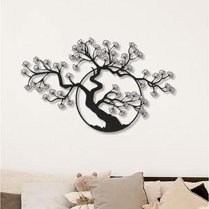 Élégant grand arbre de fleurs de cerisier en fer noir à suspendre en métal pour chambre ou salon - Product Image 1