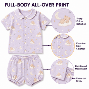 Kids Printed T-Shirt & Shorts Set 100% Cotton Cartoon <b>Animal</b> <b>Pattern</b> Summer Casual Wear Light Blue Full-Body Print - Product Image 3