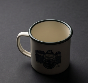 Cream Iron <b>Enamel</b> <b>Mug</b> Vintage Camera Sketch Graphic Print Metal Coffee Cup Wholesale Factory Direct Supply Partner Global Market - Product Image 3