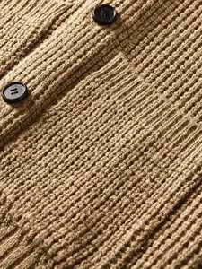 Cardigan à col châle pour homme en viscose-polyester, tricot côtelé boutonné, décontracté, chaud, pour l'automne et l'hiver, vente en gros - Product Image 3
