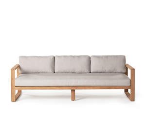 Sofá de Jardín Moderno de Madera de Teca para Exteriores, 3 Plazas con Cojín, Sofá de Patio de Teca Sólida para Hotel, Resort, Villa, Balcón - Product Image 2