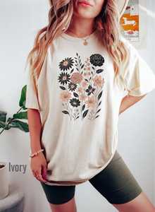 Sudadera con estampado floral para mujer, cuello redondo, manga larga, informal, mezcla de algodón, tops estampados, venta al por mayor, ropa personalizada - Product Image 3