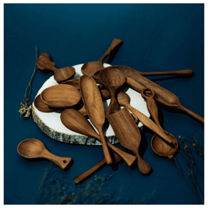 Wooden <b>spoon</b> crafted from natural hardwood material for cooking <b>serving</b> and kitchen utensil use, handmade by artisans in Vietnam - Product Image 1