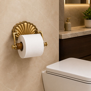 Luxury Brass Toilet <b>Paper</b> Holder with <b>Wooden</b> Bar <b>Wall</b> Mounted Vintage Tissue Roll Holder Decorative Bathroom Hardware Accessory - Product Image 4