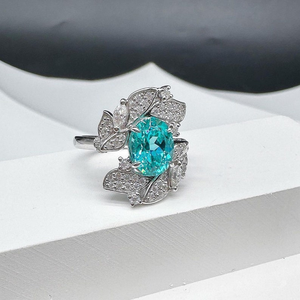 Anillo de Diamantes Solitario de Corte Ovalado en Aguamarina Azul Elegante, Plata de Ley, Anillo de Bodas, Joyería para Eventos Especiales, Regalo para Ella - Product Image 3