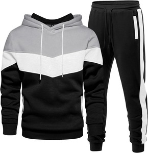 Custom Logo Mens Color Block Tracksuit Set Pullover <b>Hoodie</b> Jogger Pants Wholesale OEM Casual Sportswear Manufacturer Supplier - Product Image 6