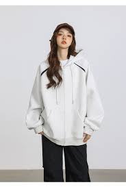 Oversized <b>White</b> Full-<b>Zip</b> Hoodie Streetwear Men’s Heavyweight Cotton Fleece Track Jacket - Product Image 2