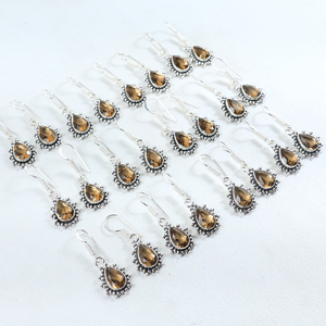 Pendientes Colgantes de Cuarzo Ahumado en Plata de Ley 925 Hechos a Mano, los Más Vendidos, Venta al por Mayor, Fabricantes de Joyería Artesanal con Piedras Preciosas - Product Image 6