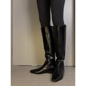 Nuovi Stivali Invernali da <span class=keywords><strong>Donna</strong></span> <span class=keywords><strong>con</strong></span> <span class=keywords><strong>Zeppa</strong></span> e Punta Stile Western, Stivale Alto Sopra al Ginocchio <span class=keywords><strong>con</strong></span> Cerniera, Tinta Unita - Product Image 2