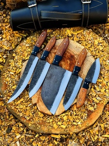 Custom Forged Damascus Steel Chef <b>Knife</b> <b>Set</b> Butcher Cleaver Ambidextrous Handle Leather Sheath-Pasha Enterprises Kitchen <b>Knives</b> - Product Image 5
